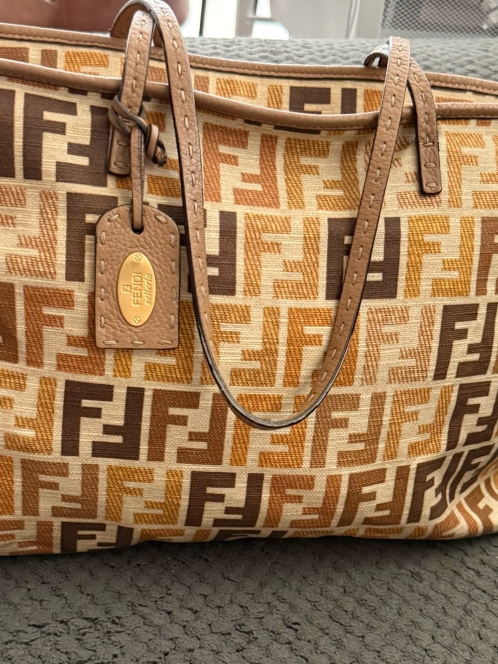 Fendi Tan & Brown FF Logo Tote Bag